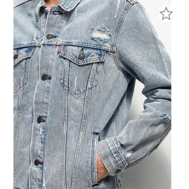 【破壞加工新款S-XXL號】美國 日本LEVIS TRUCKER JACKET 淺藍水洗 刀割抽鬚 牛仔外套 丹寧 夾克-細節圖3