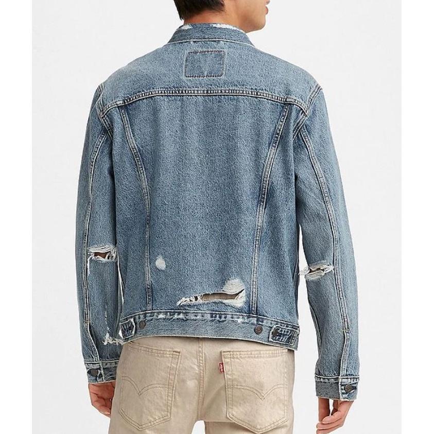 【破壞加工新款S-XXL號】美國 日本LEVIS TRUCKER JACKET 淺藍水洗 刀割抽鬚 牛仔外套 丹寧 夾克-細節圖6