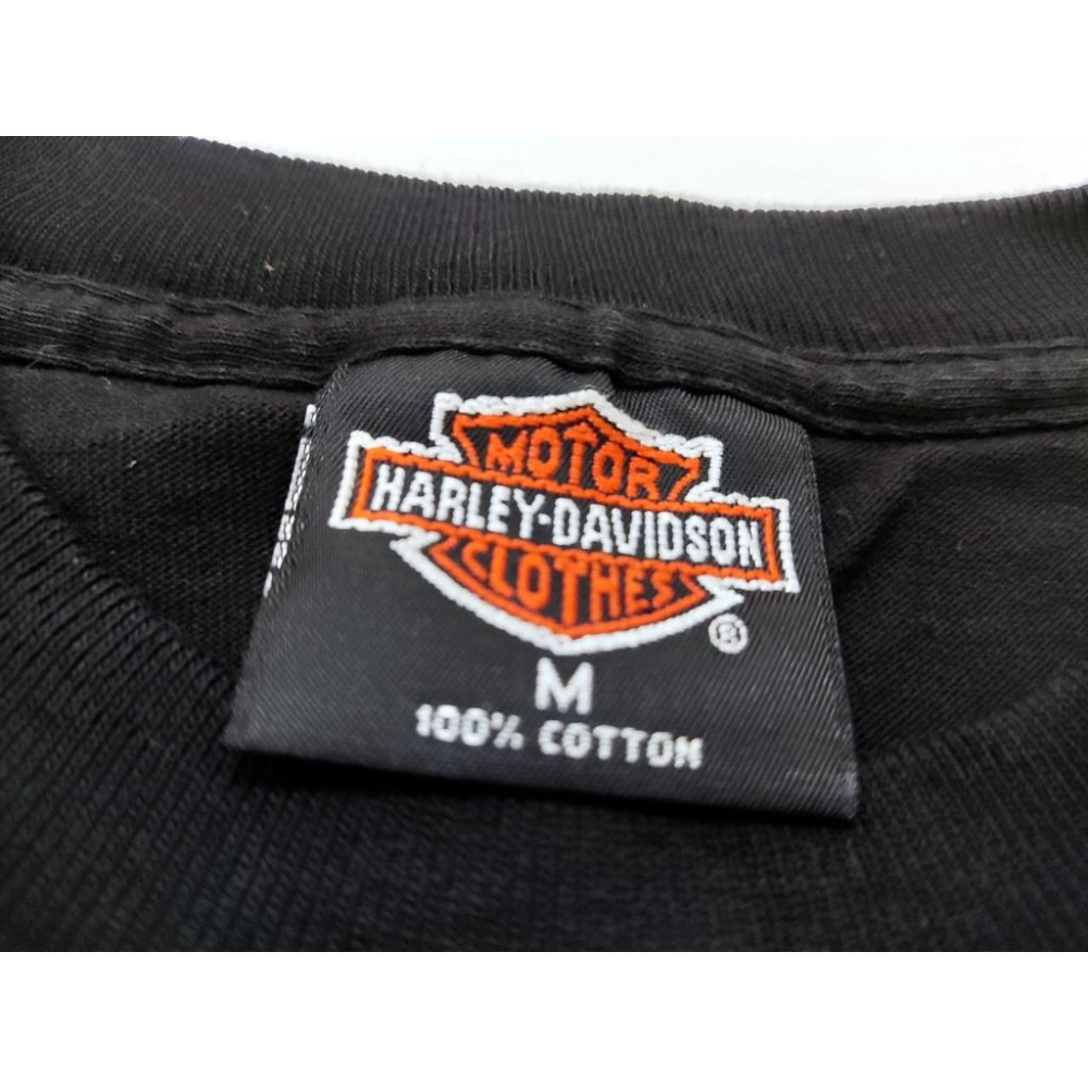 【美國製HARLEY-DAVIDSON】哈雷 明尼蘇達州 限定版短T 聖誕老人 美式機車 雙缸圖案 黑色純棉短袖T恤M號-細節圖4