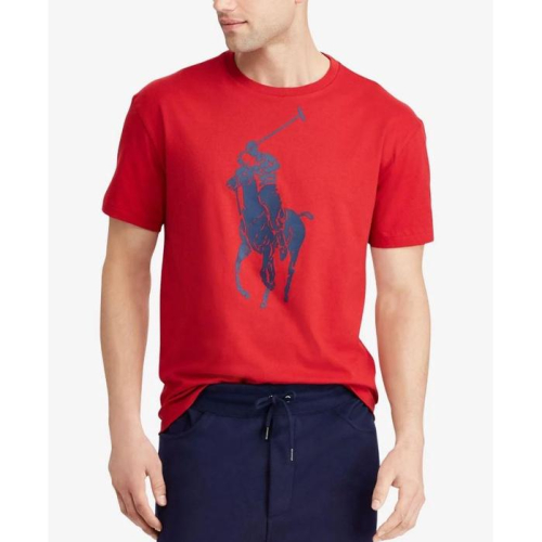M號賠售【Ralph Lauren正品】成人版 深藍 立體大馬 男士 圓領 紅色 舒適 短袖 棉T 潮T恤 時尚穿搭