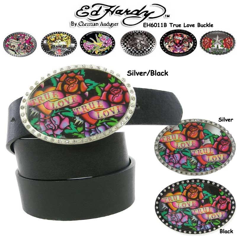 賠本出清 正品 ED HARDY 巨鑽 刺青 經典 老虎頭 銀色 金屬圓盾 超閃水鑽 大型 皮帶頭 可搭配任何釦式皮帶身-細節圖6