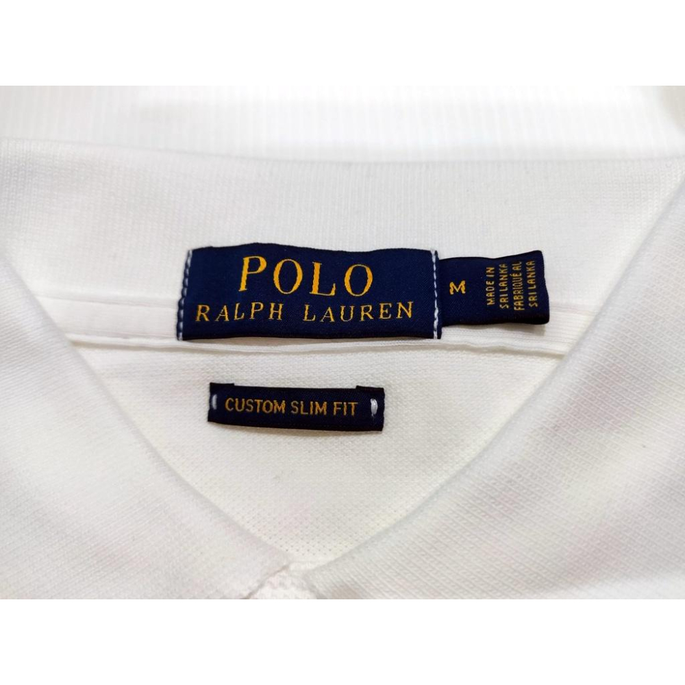 M號賠售【Ralph Lauren】成人版刺繡大馬短袖POLO衫(CUSTOM SLIM) 白色素面 短袖 網眼 休閒衫-細節圖2