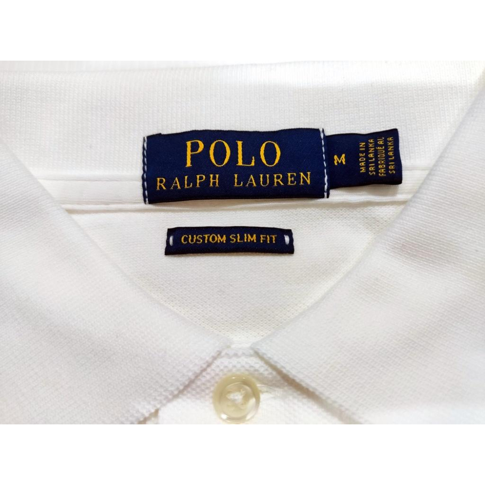 M號賠售【Ralph Lauren】成人版刺繡大馬短袖POLO衫(CUSTOM SLIM) 白色素面 短袖 網眼 休閒衫-細節圖6