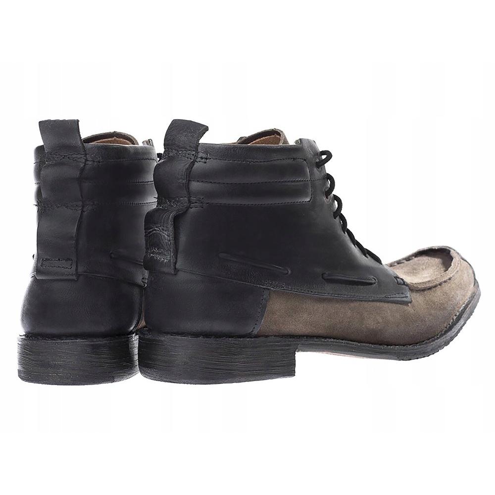 375美金【TIMBERLAND】手工Boot Company 黑色皮革拼接棕色麂皮 雷根鞋 短靴 休閒皮鞋 現貨10M-細節圖2