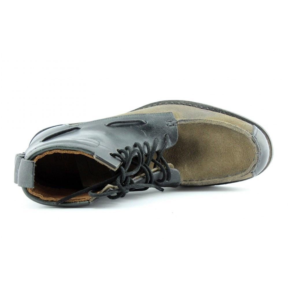375美金【TIMBERLAND】手工Boot Company 黑色皮革拼接棕色麂皮 雷根鞋 短靴 休閒皮鞋 現貨10M-細節圖8