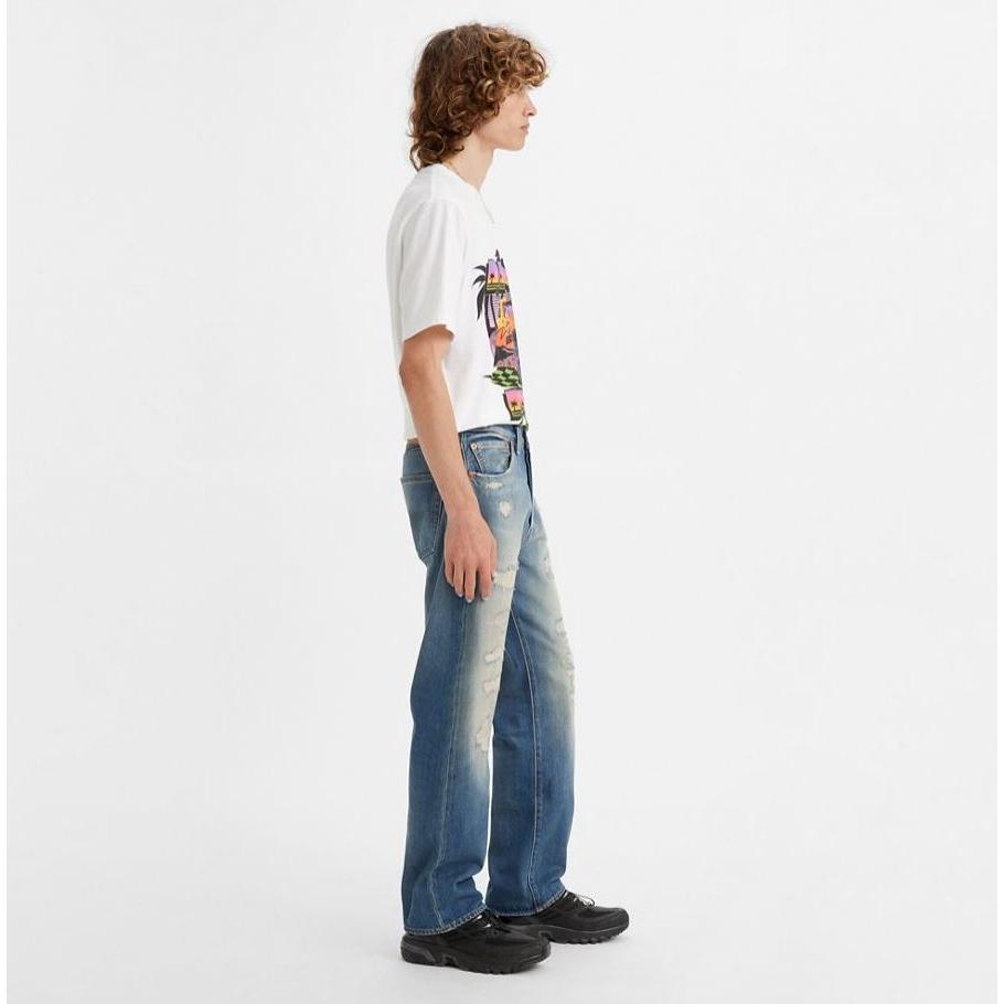 美國限定【獨賣150週年紀念款】Levi s 501 破壞加工 密集繡補 排釦直筒牛仔褲 丹寧褲 28-42腰-細節圖3