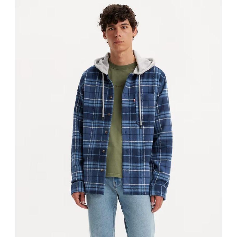 【連帽襯衫S-XXL】美國Levis HOODED FLANNEL SHIRT 重磅 法蘭絨 連帽襯衫外套 寬鬆百搭款-細節圖2