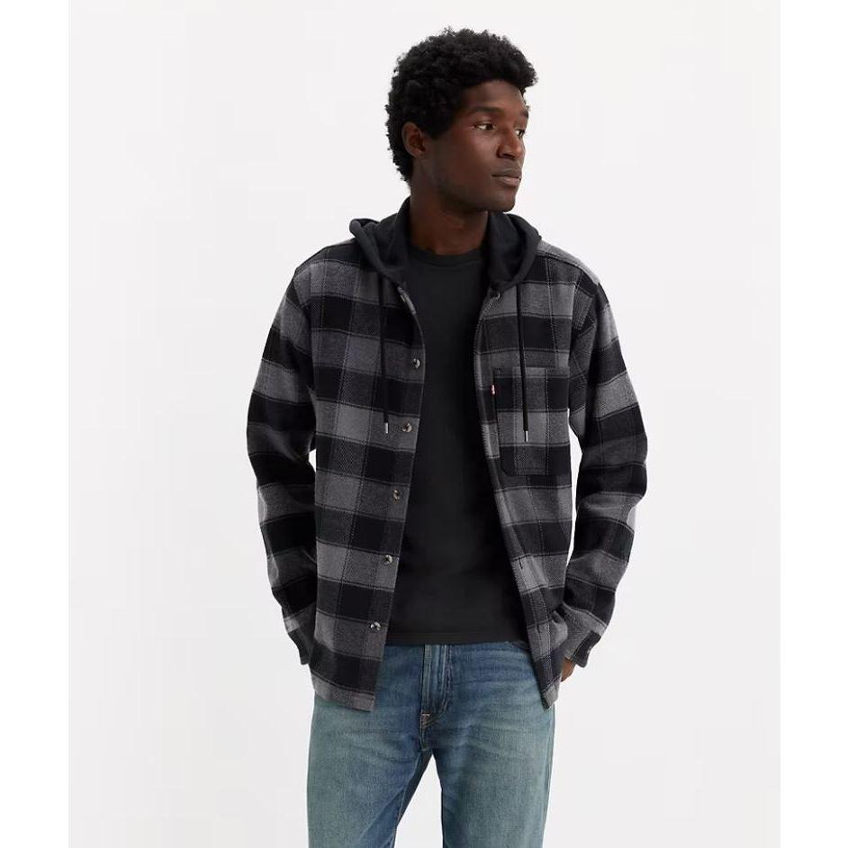 【連帽襯衫S-XXL】美國Levis HOODED FLANNEL SHIRT 重磅 法蘭絨 連帽襯衫外套 寬鬆百搭款-細節圖4