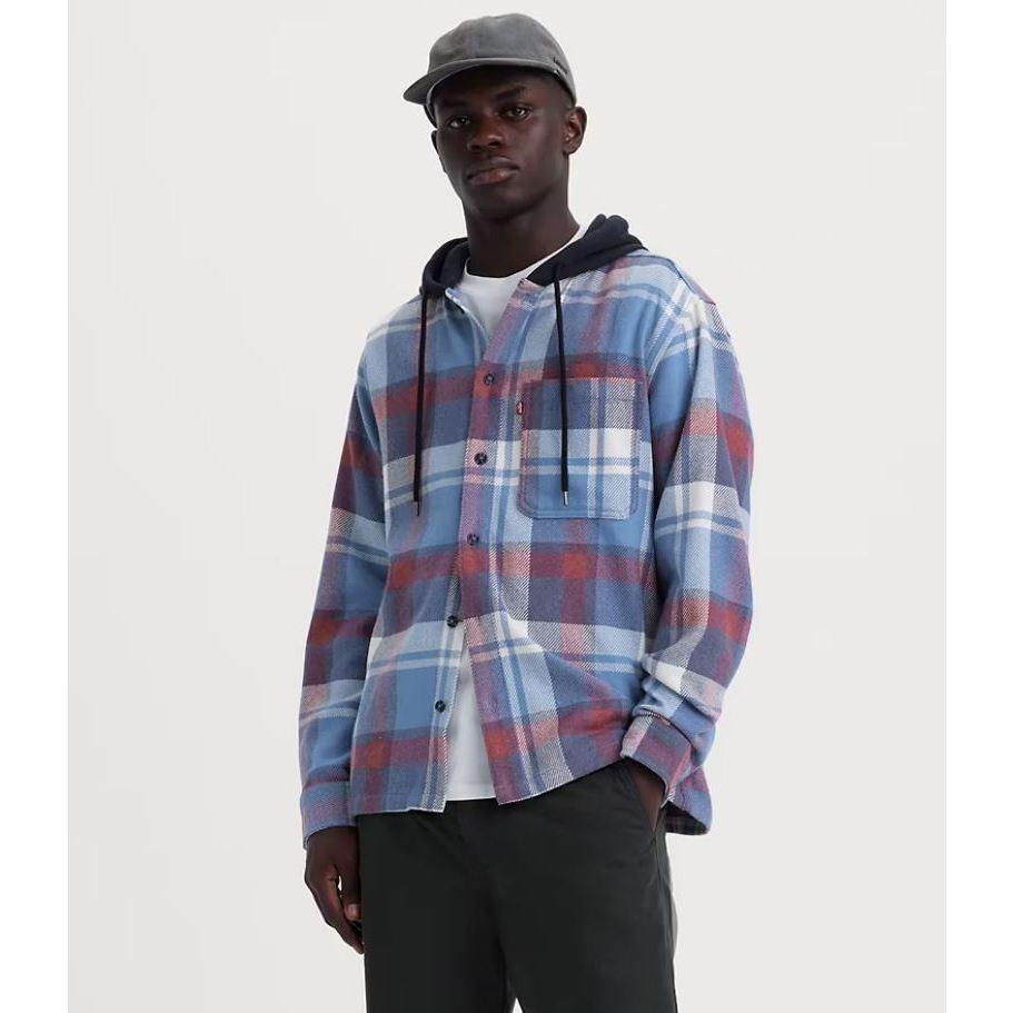 【連帽襯衫S-XXL】美國Levis HOODED FLANNEL SHIRT 重磅 法蘭絨 連帽襯衫外套 寬鬆百搭款-細節圖5