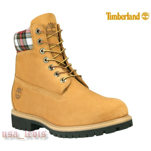 賠售【聯名款】TIMBERLAND WOOLRICH聯名10061黃靴款 羊毛格紋護墊 小麥色經典防水6吋靴 US10M