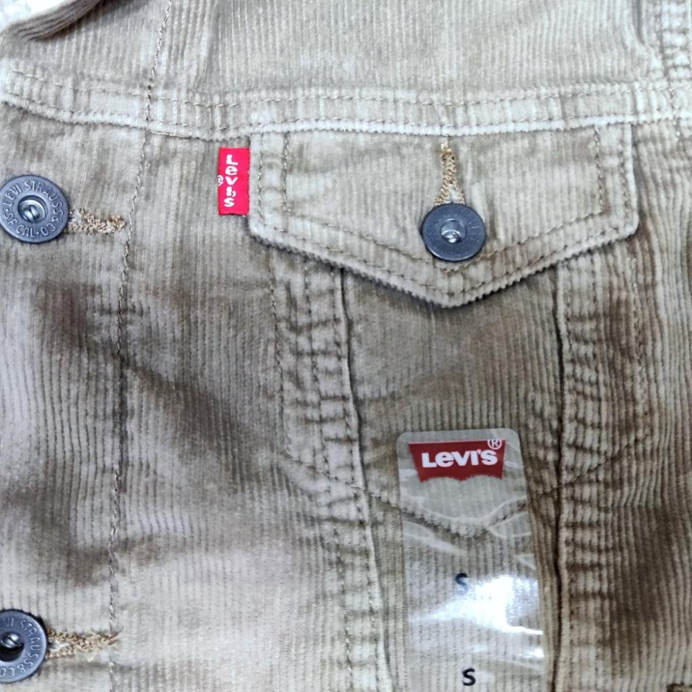 【羊絨裡毛領鋪棉袖】美國LEVIS BOYS Sherpa Trucker Jacket 燈芯絨卡其外套保暖夾克大童S號-細節圖4