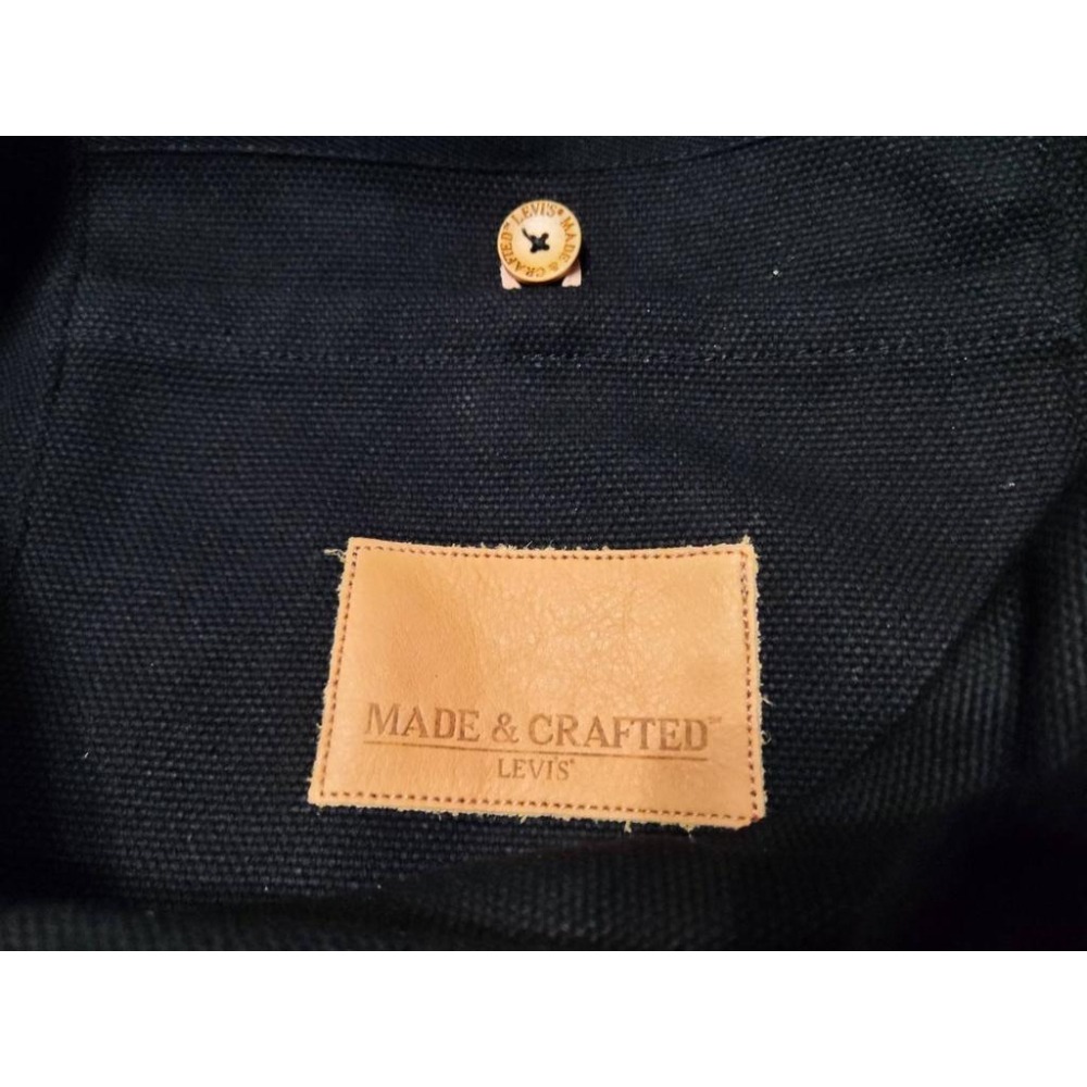 【LMC頂級植鞣牛革】美國Levis Made & Crafted 原色牛皮提把黑色帆布 基本款 百搭 托特包 賠本出清-細節圖4