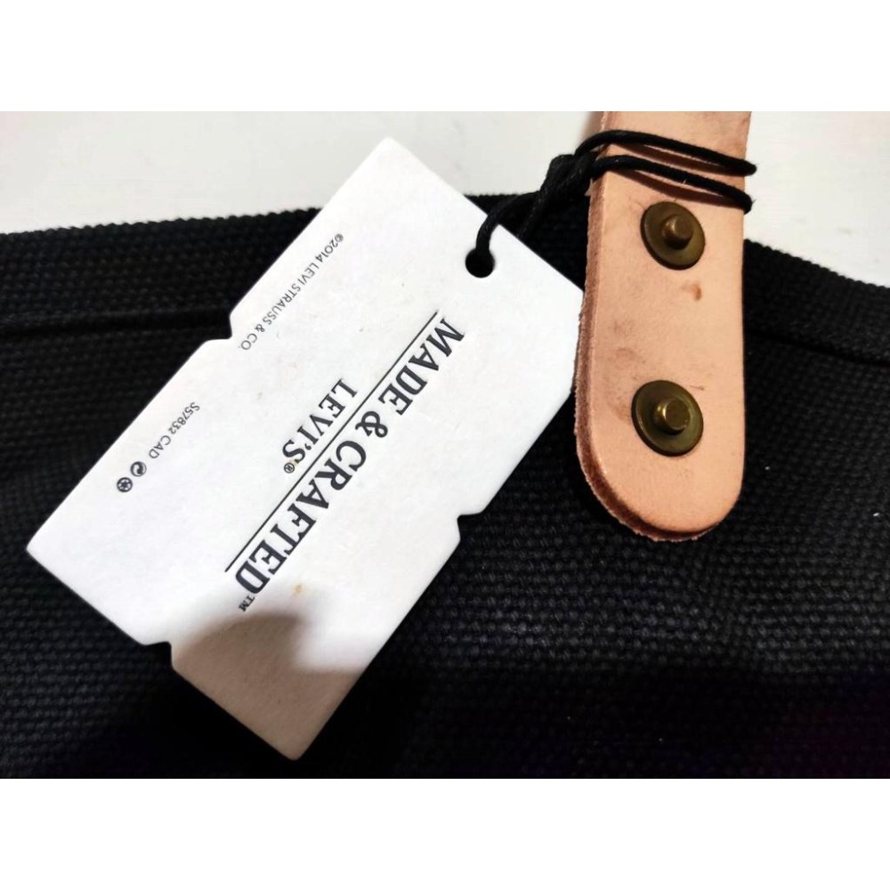 【LMC頂級植鞣牛革】美國Levis Made & Crafted 原色牛皮提把黑色帆布 基本款 百搭 托特包 賠本出清-細節圖9