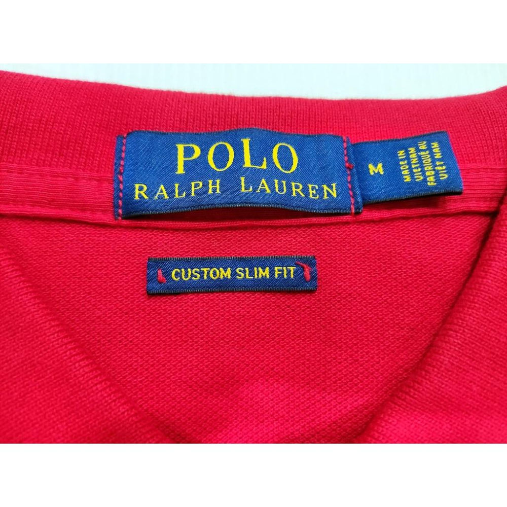 M號賠售【Ralph Lauren】成人版 刺繡小馬短袖POLO衫(Custom Fit) 紅色素面 短袖 網眼 休閒衫-細節圖7