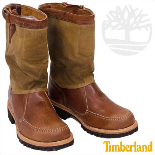【TIMBERLAND】全手工頂級Boot Company Vibram皮革拼接帆布 短靴 套靴 工作靴 騎士靴9M賠售