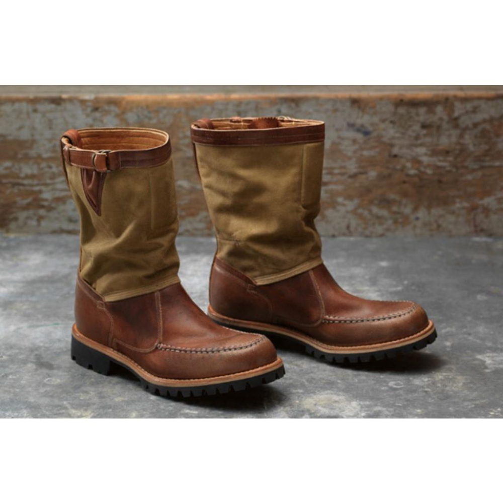 【TIMBERLAND】全手工頂級Boot Company Vibram皮革拼接帆布 短靴 套靴 工作靴 騎士靴9M賠售-細節圖5