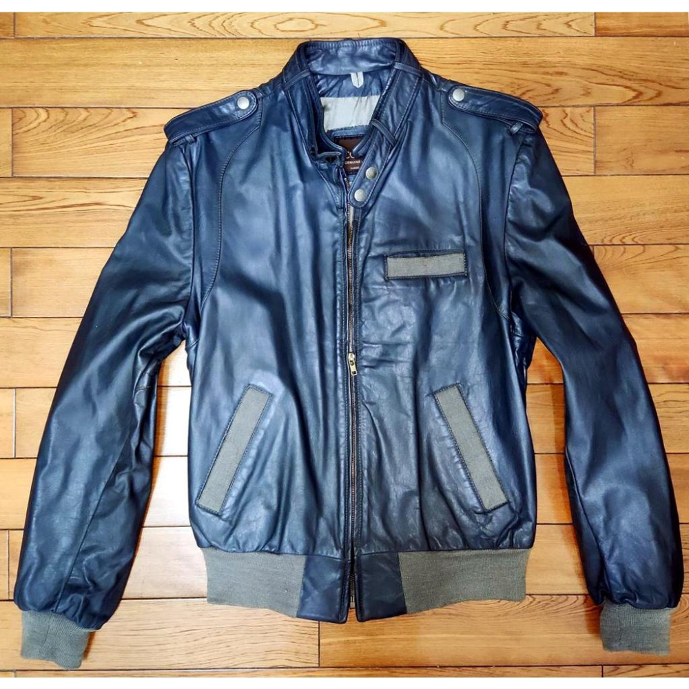 【美國Levis專賣】MADE IN USA COOPER Cafe Race深藍立領 騎士皮衣 真皮 夾克 現貨40號-細節圖2