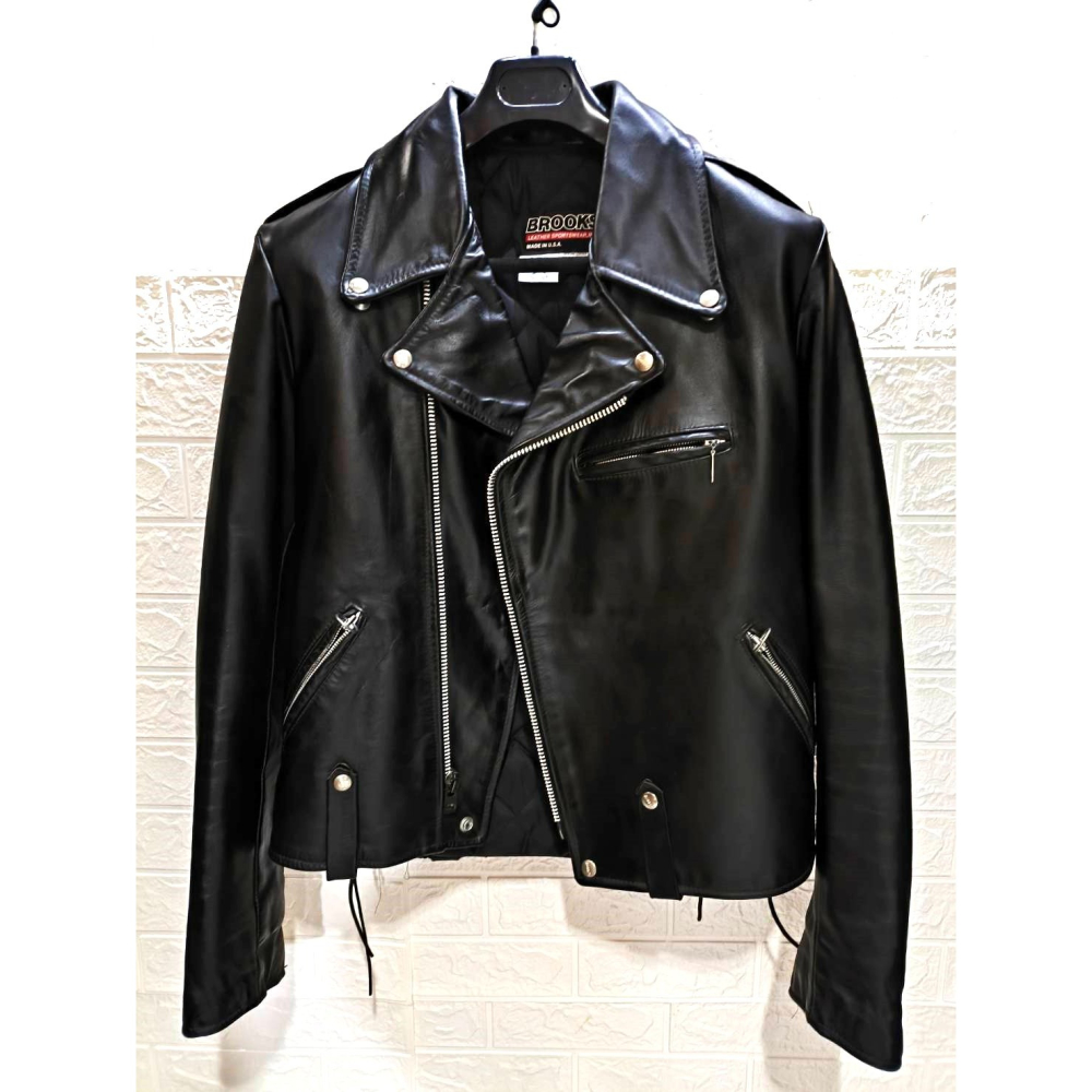 【高價USA製】TALON拉鍊 美國老廠BROOKS美式機車手工 翻領騎士皮衣 重機 真皮 外套 哈雷 夾克S號現貨賠售-細節圖9