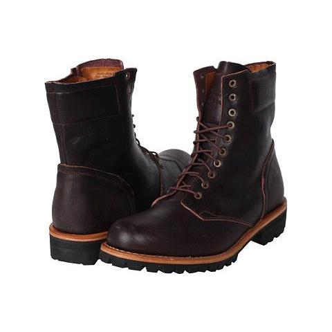 原價破萬賠售【TIMBERLAND】全手工頂級Boot Company Tackhead 酒紅色仿舊皮革8吋靴10M-細節圖9