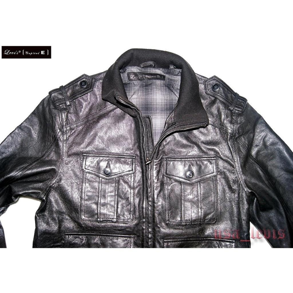 【700美金現貨M號】美國LEVIS CAPITAL E Leather Jacket A-2 牛皮立領騎士皮衣飛行夾克-細節圖7