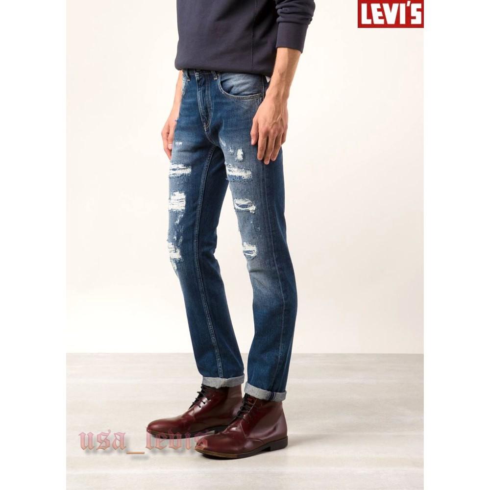 【高價LVC破壞牛W33L34】美國Levi s Made & Crafted Tack Slim 深藍錐形小直筒牛仔褲-細節圖3