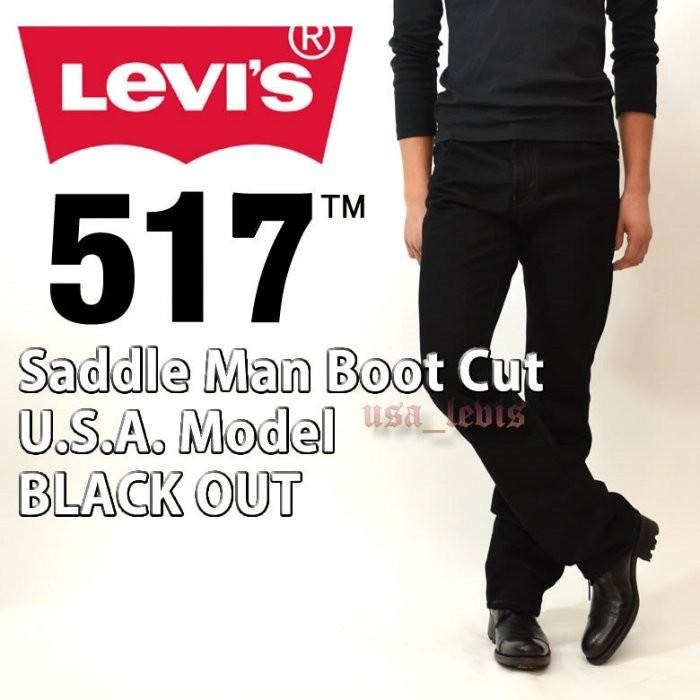 【14OZ養褲原色款29-44腰】美國LEVIS 517 Boot Cut BLACK黑色重磅中腰拉鏈靴型牛仔褲 501-細節圖2