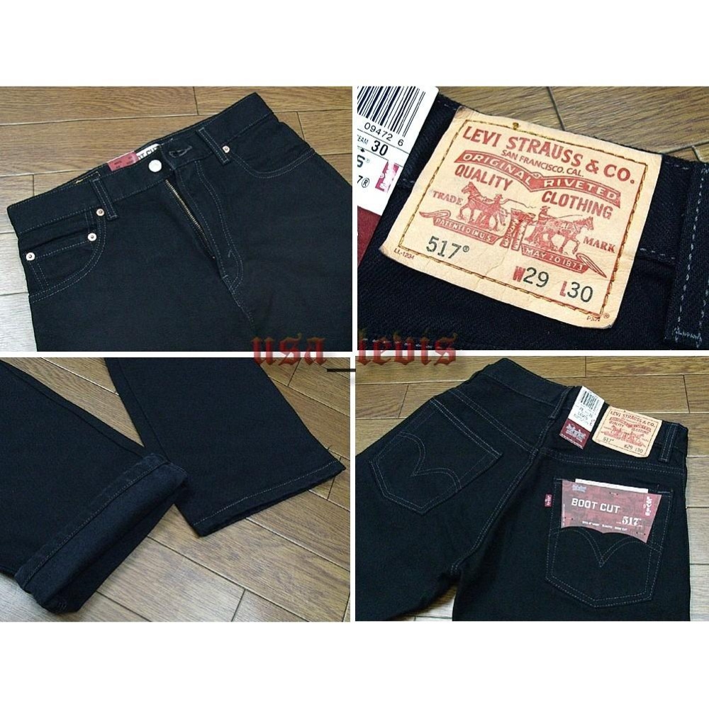 【14OZ養褲原色款29-44腰】美國LEVIS 517 Boot Cut BLACK黑色重磅中腰拉鏈靴型牛仔褲 501-細節圖3