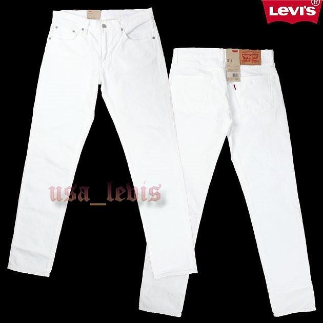 【彈性款28-42腰優惠】美國LEVIS 511 Slim White 素面 白色 合身窄管褲小直筒牛仔褲丹寧褲-細節圖2
