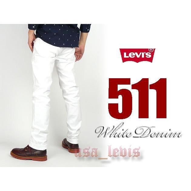 【彈性款28-42腰優惠】美國LEVIS 511 Slim White 素面 白色 合身窄管褲小直筒牛仔褲丹寧褲-細節圖3