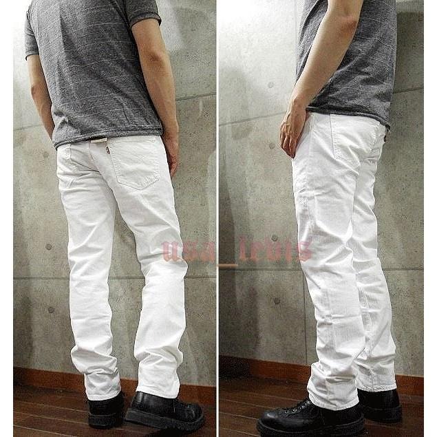 【彈性款28-42腰優惠】美國LEVIS 511 Slim White 素面 白色 合身窄管褲小直筒牛仔褲丹寧褲-細節圖4