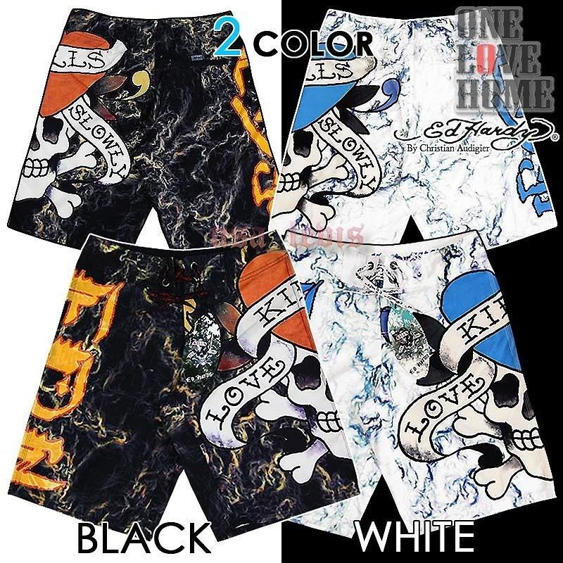 【美國Levis專賣】優惠 ED HARDY 愛殺LOVE KILL SLOWLY海灘褲 衝浪褲 黑色 短褲 33-34腰現貨-細節圖5