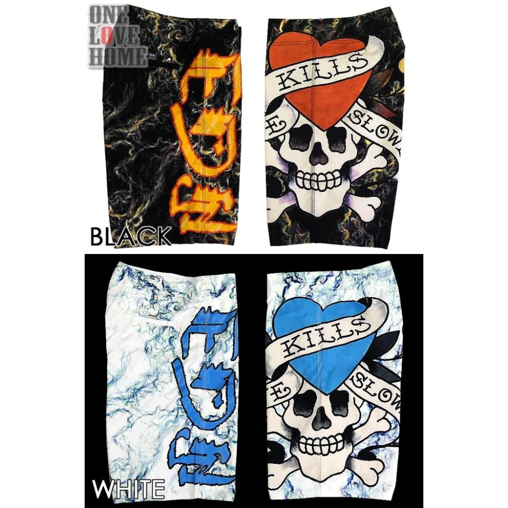 【美國Levis專賣】優惠 ED HARDY 愛殺LOVE KILL SLOWLY海灘褲 衝浪褲 黑色 短褲 33-34腰現貨-細節圖6