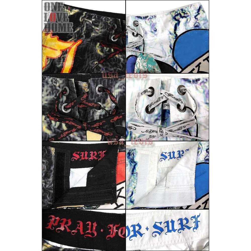 【美國Levis專賣】優惠 ED HARDY 愛殺LOVE KILL SLOWLY海灘褲 衝浪褲 黑色 短褲 33-34腰現貨-細節圖7