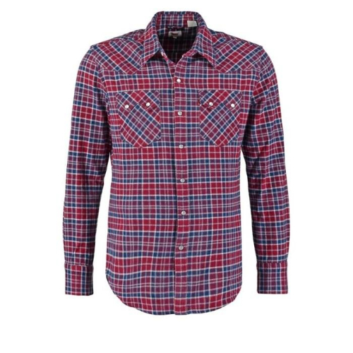 【現貨S號優惠】美國Levi s Sawtooth Western Shirt 法蘭絨 藍白紅格紋珍珠釦西部長袖牛仔襯衫