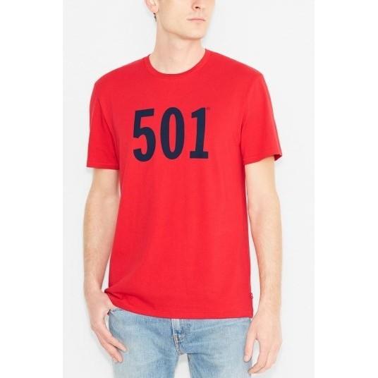 【美國Levis專賣】Levi s 501 Tee 男款短袖LOGO字母T恤 紅底黑字 M號 現貨 短袖T恤-細節圖3