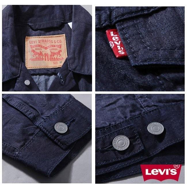 賠售【合身版 輕磅現貨L=M號】美國 日本LEVI S TRUCKER JACKET黑藍牛仔夾克質感原色牛仔外套-細節圖2