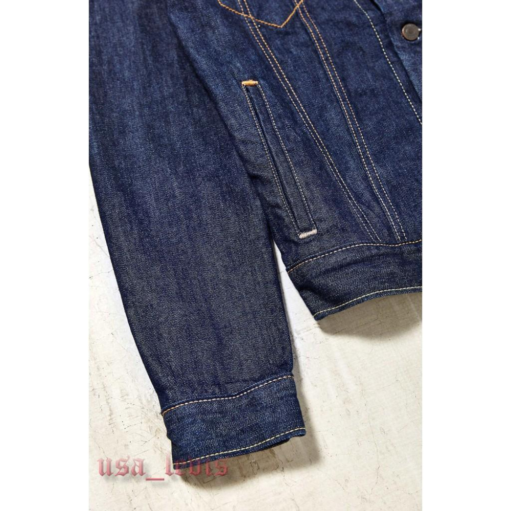 賠售【合身版 輕磅現貨L=M號】美國 日本LEVI S TRUCKER JACKET黑藍牛仔夾克質感原色牛仔外套-細節圖5
