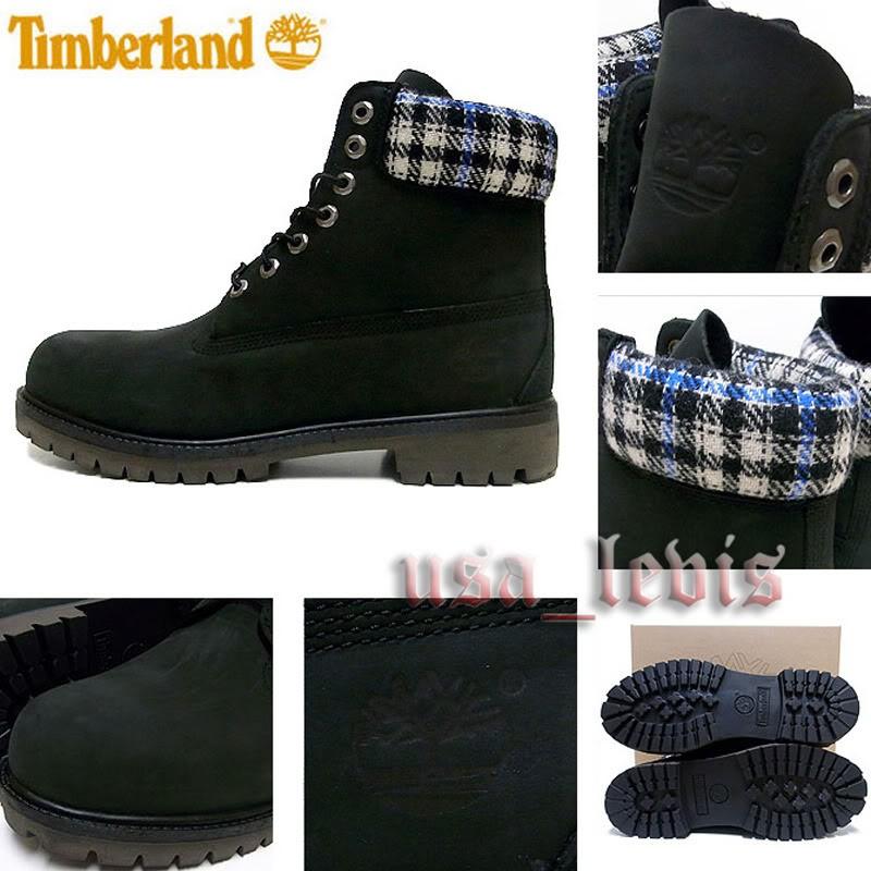 【美國LEVI S專賣】現貨8M優惠TIMBERLAND WOOLRICH 10061黃靴款藍白羊毛格紋防水黑短靴-細節圖6