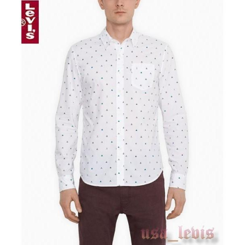 【現貨L號賠售】美國LEVI S Classic One Pocket Shirt 白色碎花 印花素面長袖襯衫上衣501