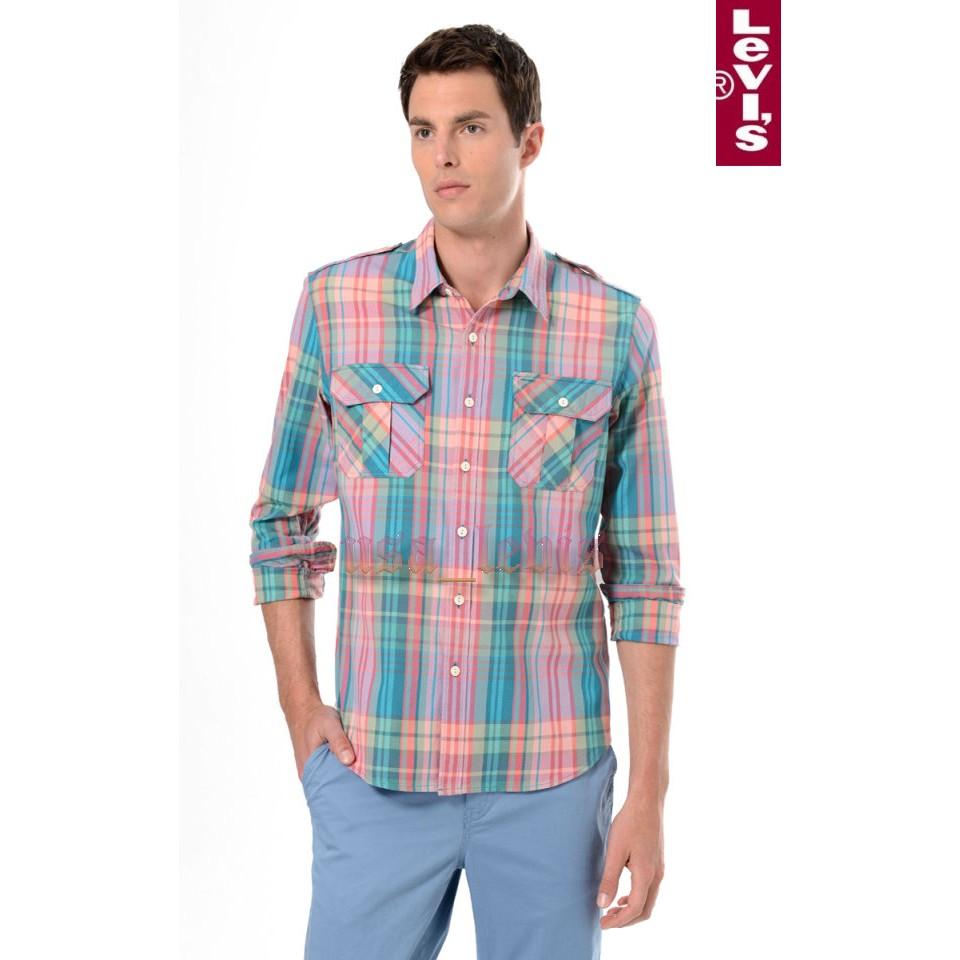 【現貨L號賠售】美國LEVI S Classic One Pocket Shirt 白色碎花 印花素面長袖襯衫上衣501-細節圖5