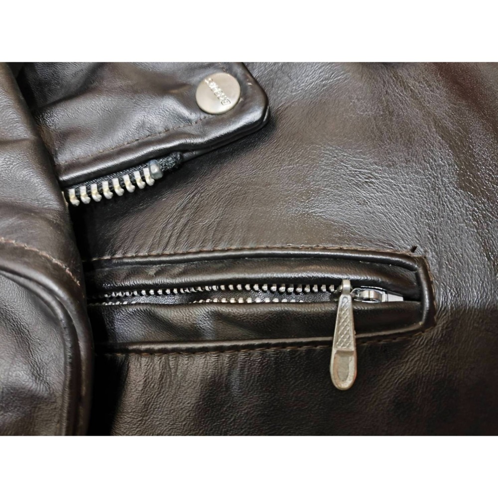 【高價USA製】TALON拉鍊 美國SCHOTT老廠BROOKS 黑色 翻領騎士皮衣 重機 真皮 外套 夾克40=S號-細節圖8