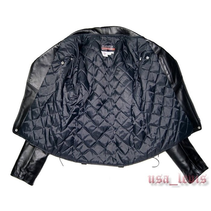 【高價USA製】美國SCHOTT代工老廠BROOKS 黑色 翻領騎士皮衣TALON拉鍊 重機 真皮 外套 夾克40=S號-細節圖3