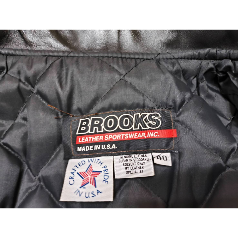 【高價USA製】美國SCHOTT代工老廠BROOKS 黑色 翻領騎士皮衣TALON拉鍊 重機 真皮 外套 夾克40=S號-細節圖4