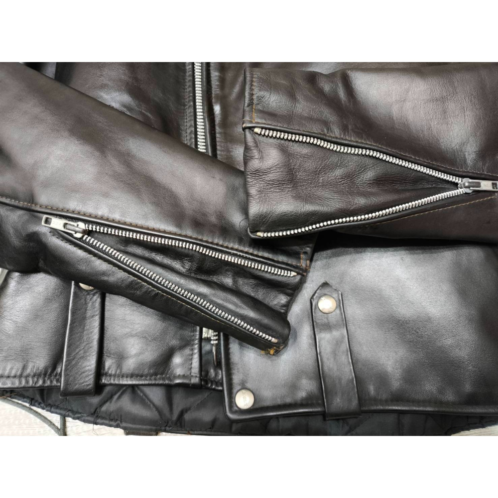 【高價USA製】美國SCHOTT代工老廠BROOKS 黑色 翻領騎士皮衣TALON拉鍊 重機 真皮 外套 夾克40=S號-細節圖8