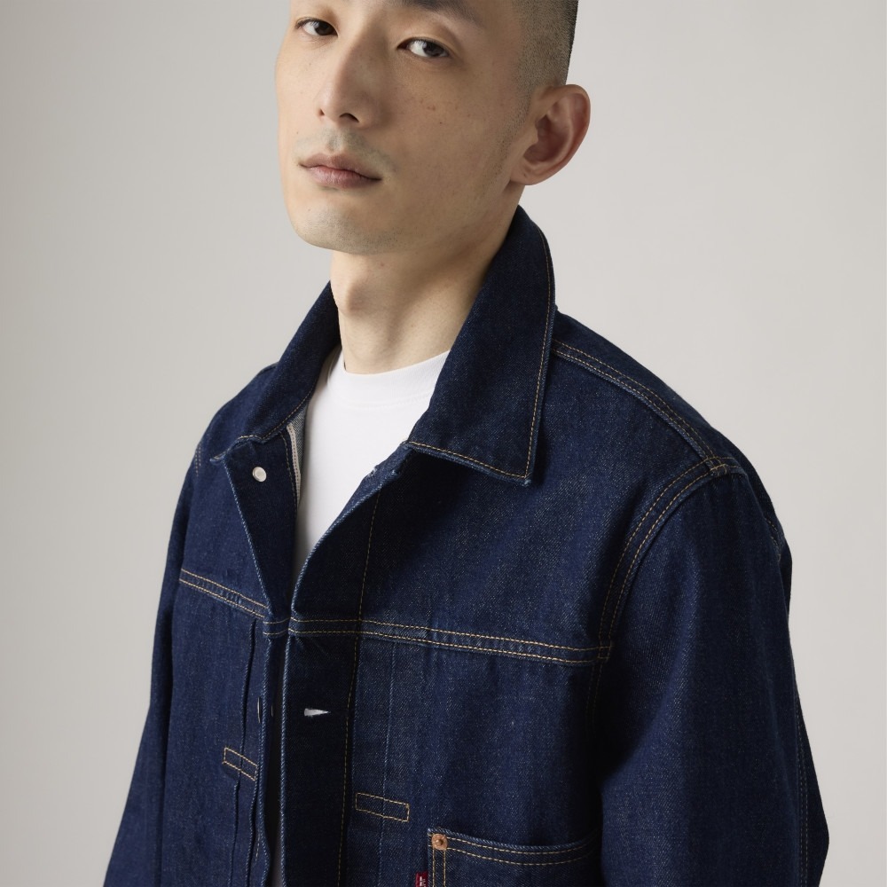 木村款M號【高價赤耳原色】美國Levi s TYPE I TRUCKER JACKET 深藍後束帶1代牛仔外套夾克-細節圖2