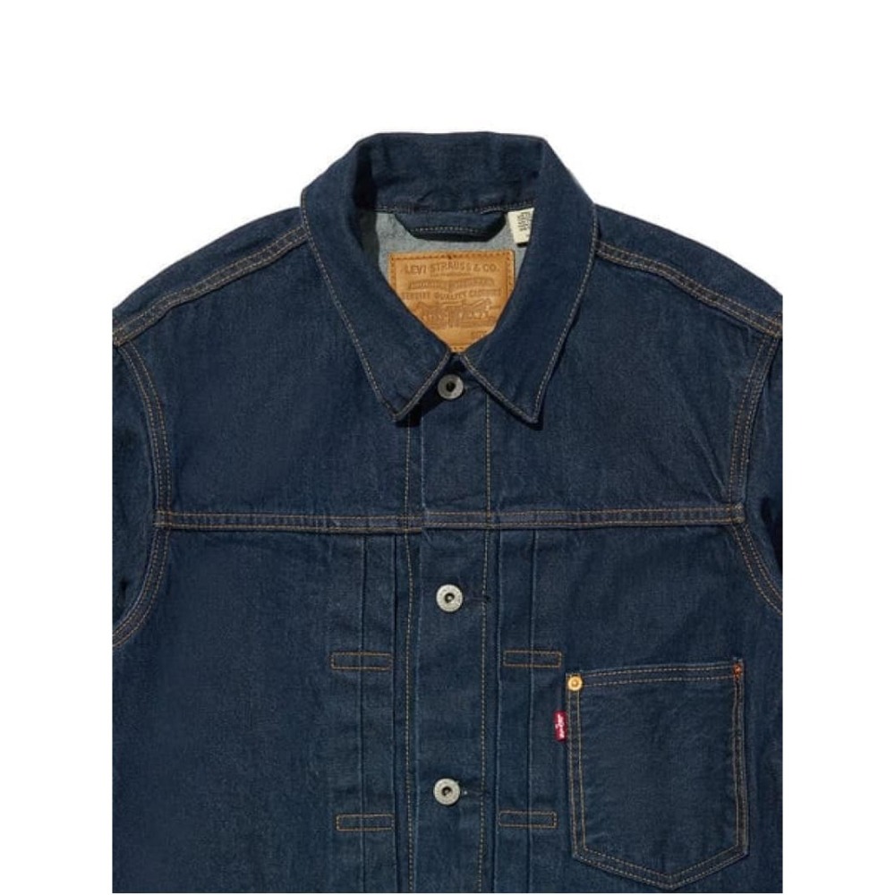 木村款M號【高價赤耳原色】美國Levi s TYPE I TRUCKER JACKET 深藍後束帶1代牛仔外套夾克-細節圖11