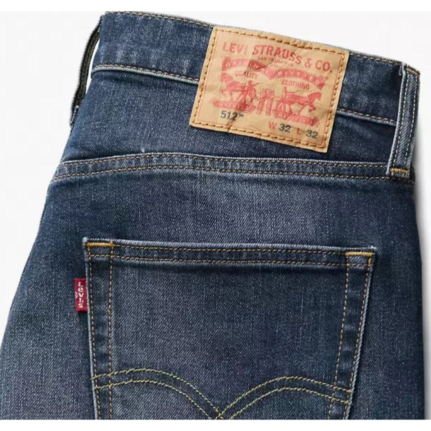現貨優惠【彈性錐型窄版W33L32】美國LEVI S 512 Slim Taper 復古藍貓鬚低腰修身窄管小直筒牛仔褲-細節圖5