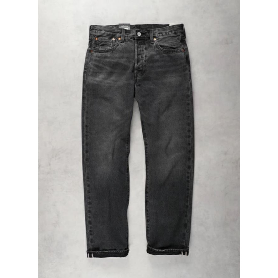 現貨【赤耳黑牛王34腰優惠】美國LEVI S 501 高價 仿舊黑灰 大E紅旗 原創經典排扣直筒褲 牛仔褲 丹寧褲-細節圖7