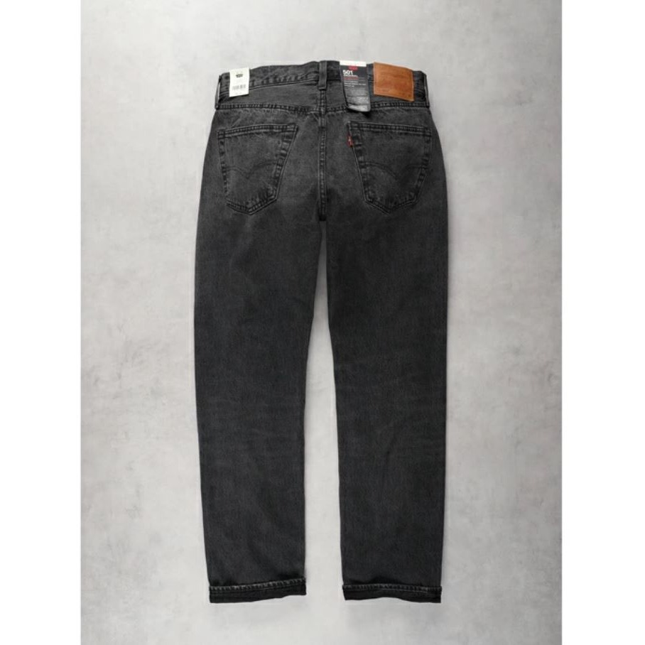 現貨【赤耳黑牛王34腰優惠】美國LEVI S 501 高價 仿舊黑灰 大E紅旗 原創經典排扣直筒褲 牛仔褲 丹寧褲-細節圖8