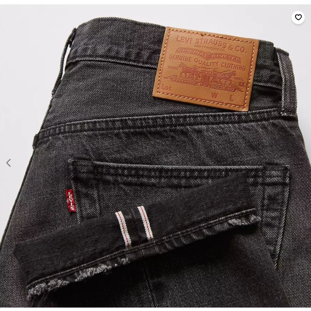 現貨【赤耳黑牛王34腰優惠】美國LEVI S 501 高價 仿舊黑灰 大E紅旗 原創經典排扣直筒褲 牛仔褲 丹寧褲-細節圖10